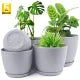badgeFast Forward Plant Pots Indoor with Drainage - Pack of 5 Decorative Flower Pots for Indoor Plants - White Plastic Planters for Indoor Plants, Flowers, Cactus, Succulents Pot